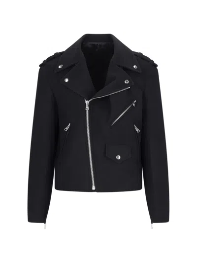 Balmain Wool Felt Biker Jacket In In Black