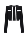 Balmain Panel Cropped Jacket Gold Buttons Sleeves In Black
