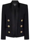 Balmain Tailored Cropped Jacket With Double-breasted Front In Black