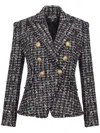 Balmain Tweed Jacket Structured Cinched Waist In Noir/multico