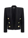 Balmain Grain De Poudre Blazer In Noir/noir