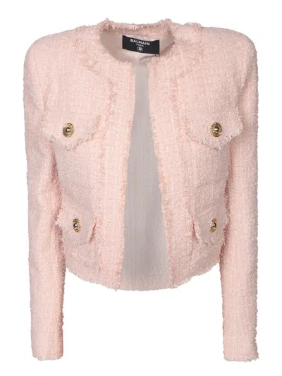 Balmain Tweed Jacket In Nude Rose