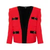 Balmain Shawl Collar Double Wool Crepe Jacket In Red
