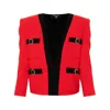 Balmain Shawl Collar Double Wool Crepe Jacket In Red
