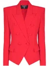 Balmain Lapels Double-breasted Blazer Peak In Rouge