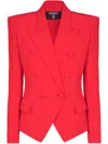 Balmain Lapels Double-breasted Blazer Peak In Rouge