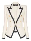 Balmain One Button Fitted Natte Jacket Clothing In Sand