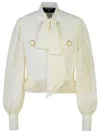 Balmain Feather-trimmed Tweed Jacket In White