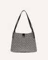 Balmain Medium Tote Bag Double Handles Geometric Pattern In Black