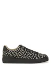 Balmain Jacquard "b Court" Sneakers In Black