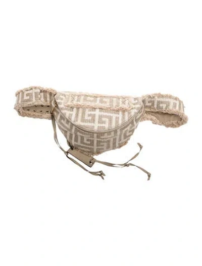 Pre-owned Balmain Jacquard Belt Bag In Neutrals