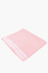 Balmain Jacquard Cotton Blend Towel With All-over Monogram In Pink
