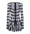 Balmain Diamond-intarsia Knitted Mini Dress In Black