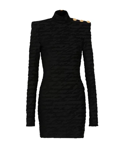 BALMAIN BALMAIN LOVE LETTER JACQUARD SHORT KNIT DRESS
