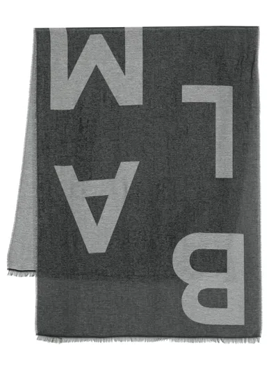 Balmain Kids' Sciarpa Con Logo Jacquard In Black