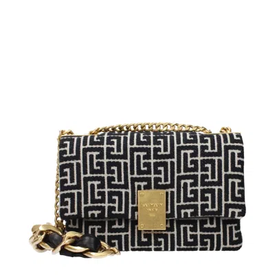 Balmain Jacquard Logo Crossbody Bag In Blue