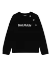Balmain Jacquard-logo Knitted Jumper In Black