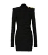 Balmain High Neck Body-con Mini Dress With Shoulder Buttons In Black