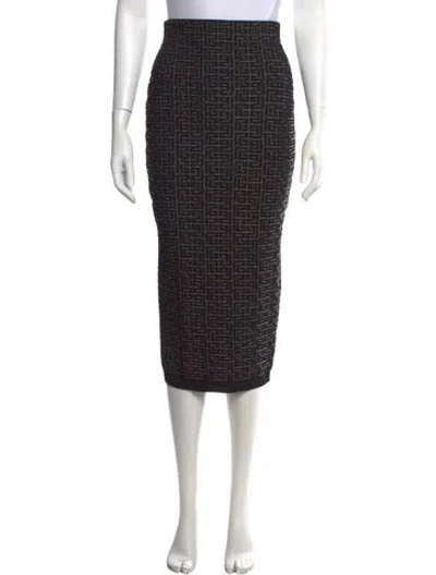 Pre-owned Balmain Jacquard Midi Length Skirt In Neutrals