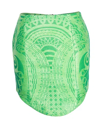 Balmain Jacquard Mini Pencil Skirt In Green Polyamide