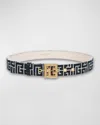 Balmain Monogram-pattern Belt In Ivoire Noir