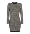 Balmain Monogram Wool-blend Knit Minidress In Black