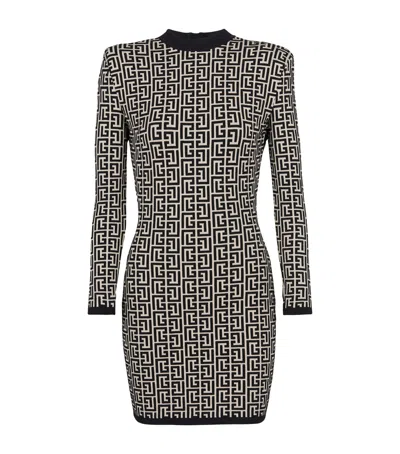 BALMAIN JACQUARD MONOGRAM MINI DRESS
