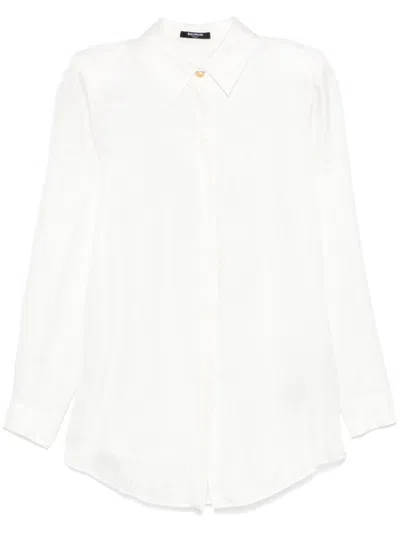 Balmain Jacquard-pattern Shirt In White