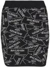 Balmain Label Jacquard Mini Knit Skirt In Black