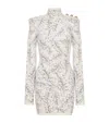 Balmain Redcurrant Jacquard Knit Short Dress In White