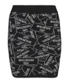 Balmain Label Jacquard Mini Knit Skirt In Black