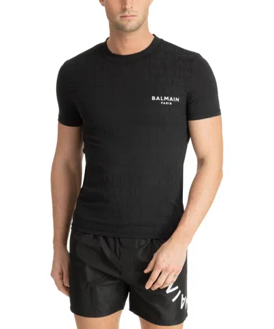 Balmain Jacquard T-shirt In Black