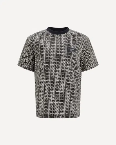 BALMAIN JACQUARD T-SHIRT WITH PB LABYRINTH MONOGRAM
