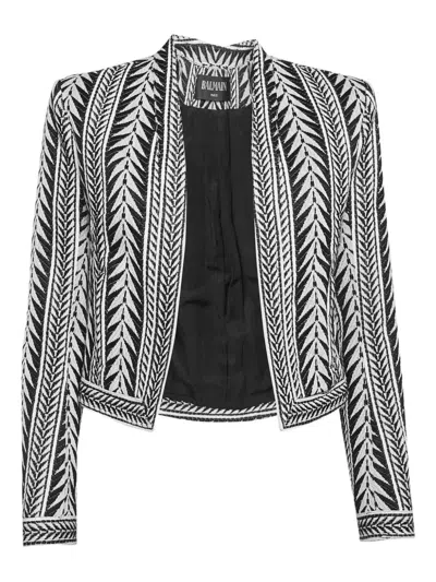 Pre-owned Balmain Jacquard Tribal Jacket In Black