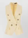 Balmain Jacquard Vest With Flap Pockets And Gold-tone Buttons In Yellow