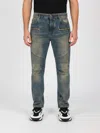 Balmain Regular Biker Denim Pants In Blue
