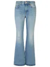 Balmain Flared Cotton Jeans Distressed Finish In Blue