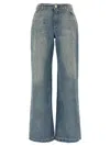 Balmain Wide-leg Quilted Trousers Pockets Loops In Blue