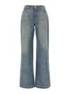 Balmain Wide-leg Quilted Trousers Pockets Loops In Blue