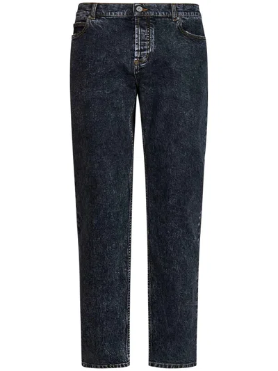 Balmain Black Cotton Jeans In Blue