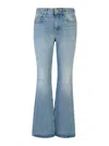 Balmain Flared Cotton Jeans Distressed Finish In Azul Claro