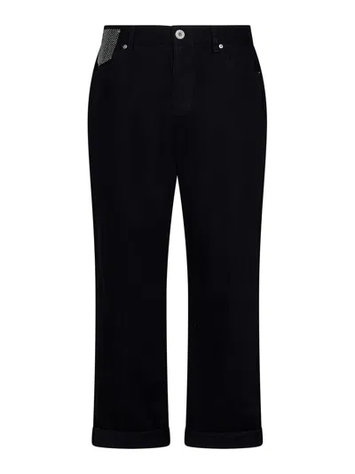 Balmain Rolled Cuffs Denim Jeans In Black