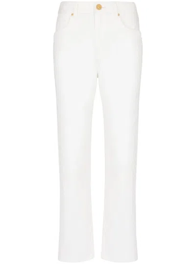 Balmain Jeans Dritti A Vita Media In White