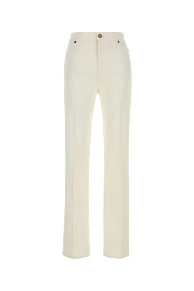 Balmain Denim Trousers Embroidery Back And Front Pockets In White