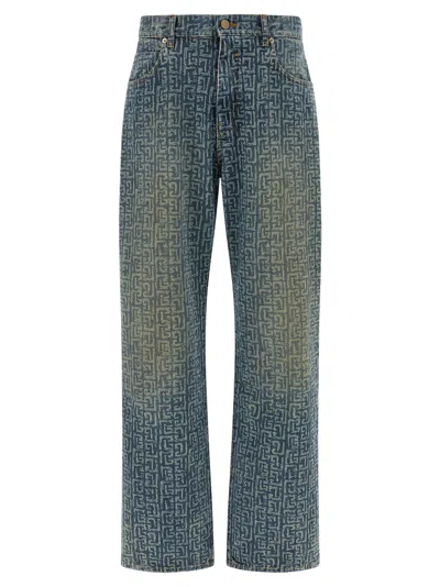 Balmain Jeans Monogram In Gray