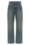 Balmain Monogram Denim Trousers All Over Pattern In Blue