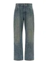 Balmain Monogram Denim Trousers All Over Pattern In Blue