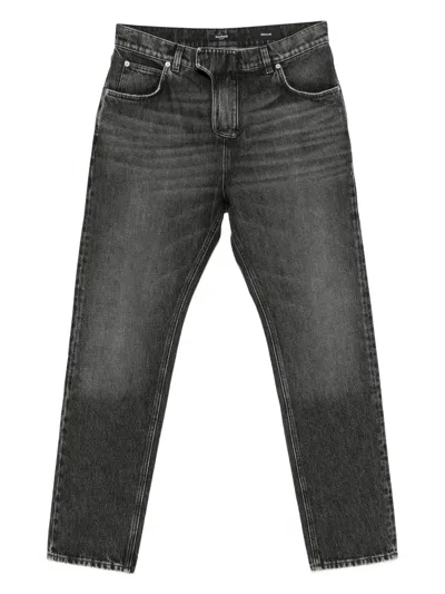 Balmain Jeans With Logo Appliqué In Black