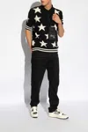 Balmain Star Jacquard Polo Sweater In Black