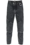 BALMAIN JEANS WITH QUILTED AND PADDED INSERTS